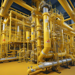 A highly detailed and accurate representation of a CGS 10000 gas pressure reduction and measurement station, with perfectly modeled equipment and intricate pipeline network.