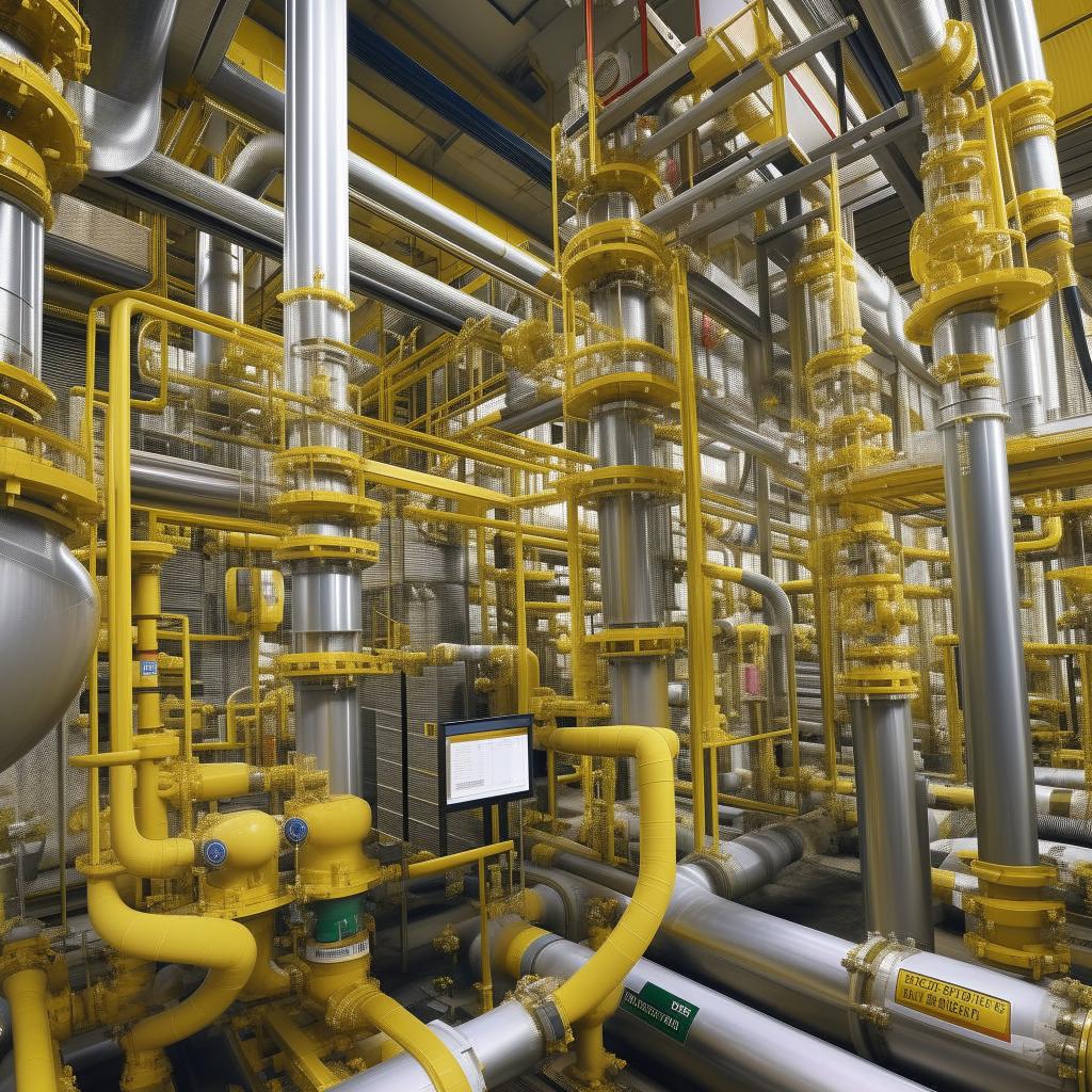 A highly detailed and accurate representation of a CGS 10000 gas pressure reduction and measurement station, with perfectly modeled equipment and intricate pipeline network.