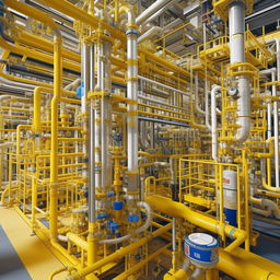 A highly detailed and accurate representation of a CGS 10000 gas pressure reduction and measurement station, with perfectly modeled equipment and intricate pipeline network.