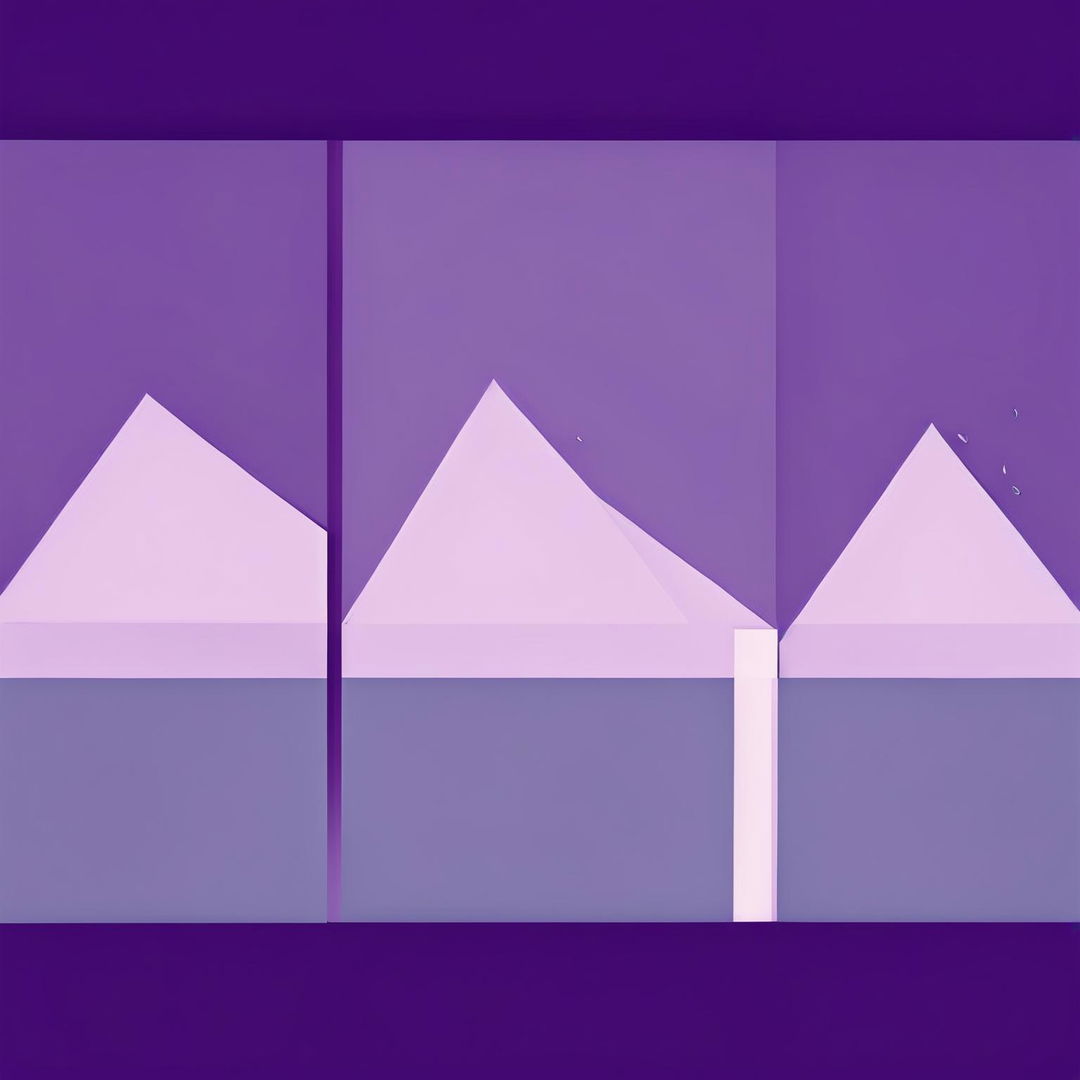 Minimal concept art in lavender and white with abstract geometric shapes against a gradient background.