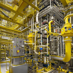 A highly detailed and accurate representation of a CGS 10000 gas pressure reduction and measurement station, with perfectly modeled equipment and intricate pipeline network.