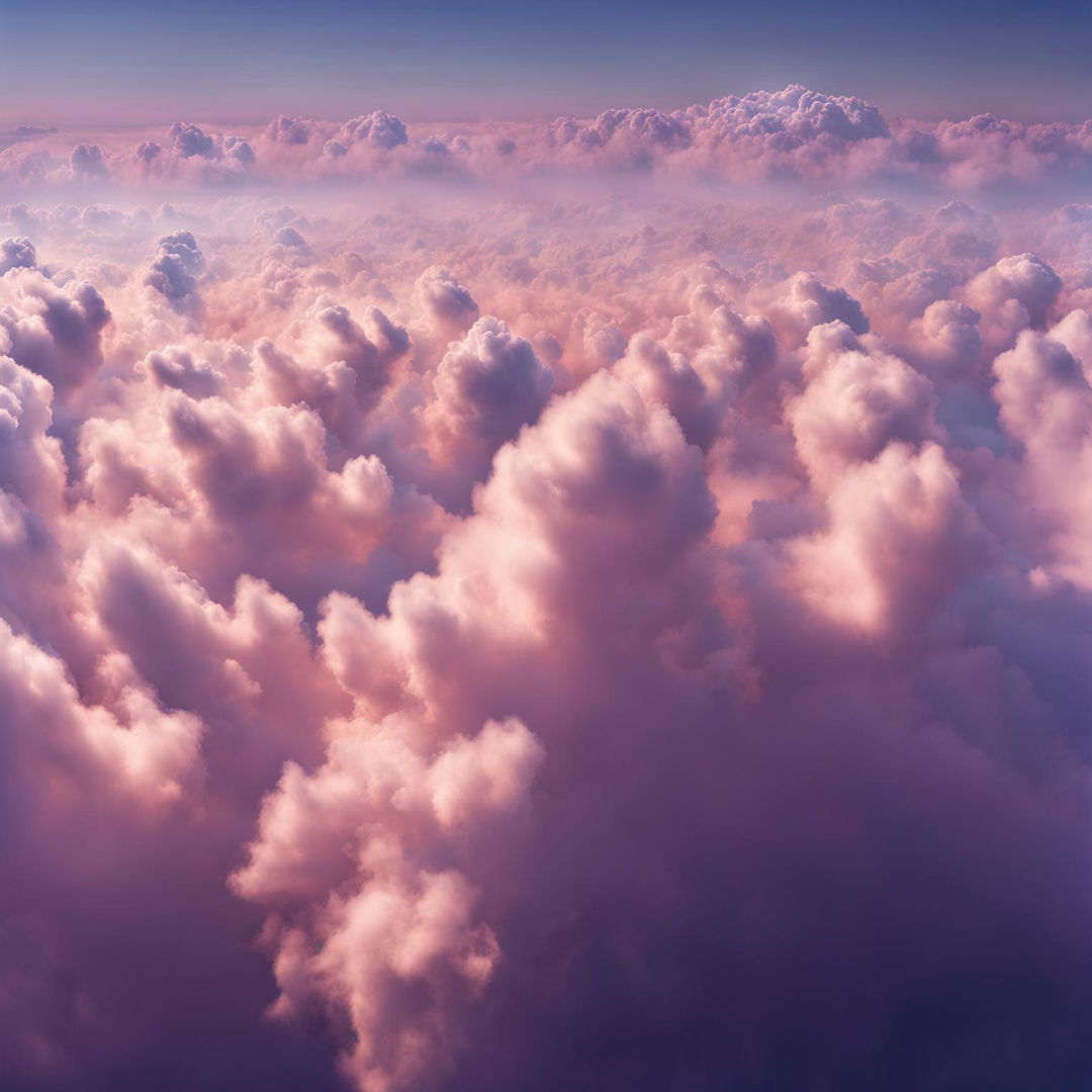 32k resolution image of a lavender sky and clouds with a pastel tint from a 200m perspective.