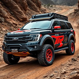 A powerful and imposing Ford Expedition R, fully equipped and modified for rally racing