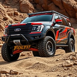 A powerful and imposing Ford Expedition R, fully equipped and modified for rally racing