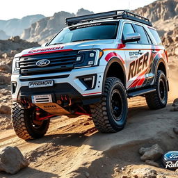 A powerful and imposing Ford Expedition R, fully equipped and modified for rally racing