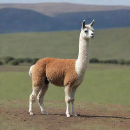 Updated image: a llama standing sideways, captured from a distance