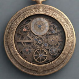 Generate an image of a unique, intricately designed antique pocket watch.