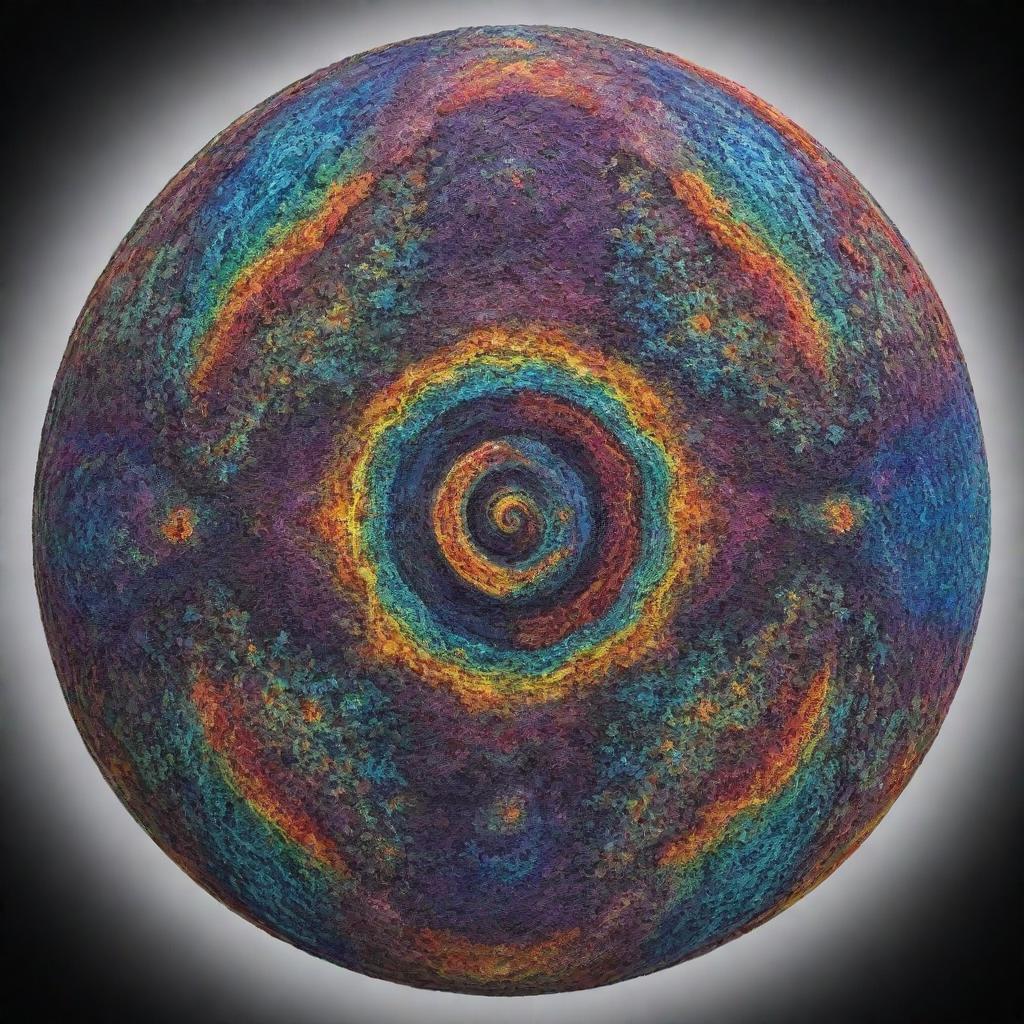 A unique, unidentifiable object with multiple vibrant colors, intricate patterns, and an otherworldly shape.