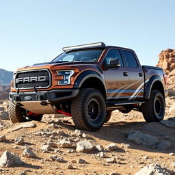 A Ford Raptor R featuring a modified body inspired by the Expedition Tremor, showcasing aggressive styling and robust design elements
