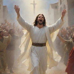 Realistic illustration of Christ during his triumphant entry