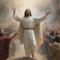 Realistic illustration of Christ during his triumphant entry