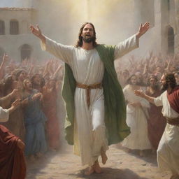 Realistic illustration of Christ during his triumphant entry