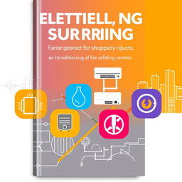 A book cover design focused on electrical, hydraulic, air conditioning, and fire safety projects specifically for franchises in shopping centers