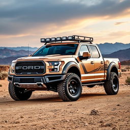 A Ford Raptor R featuring a customized body inspired by the Expedition Max, specifically designed for overlanding adventures