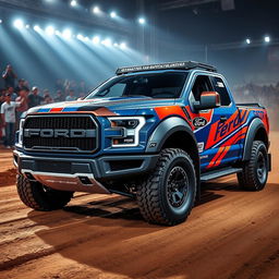 A Ford Raptor R featuring a modified body inspired by the Expedition Max, designed specifically for rally racing