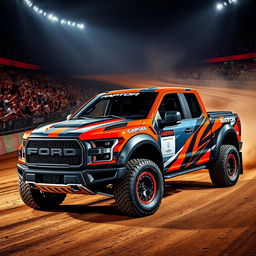 A Ford Raptor R featuring a modified body inspired by the Expedition Max, designed specifically for rally racing