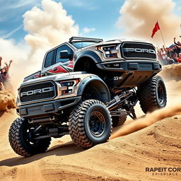 A Ford Raptor R featuring a customized body inspired by the Expedition Max, equipped with 33-inch rugged tires designed for off-road performance