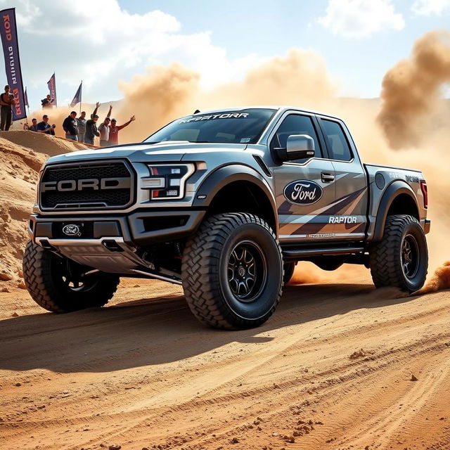 A Ford Raptor R featuring a customized body inspired by the Expedition Max, equipped with 33-inch rugged tires designed for off-road performance