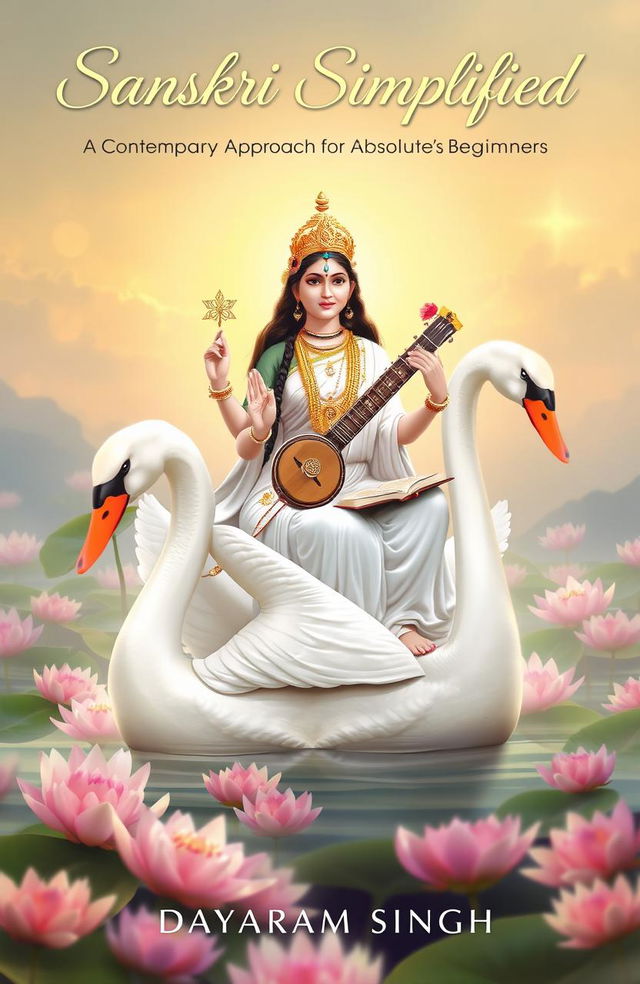 An ethereal depiction of Goddess Saraswati, the Hindu goddess of knowledge, arts, wisdom, and music