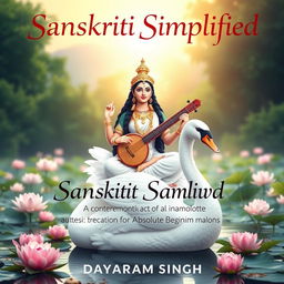 A beautiful and graceful representation of Goddess Saraswati, the Hindu goddess of knowledge, music, art, wisdom, and learning