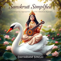 A beautiful and graceful representation of Goddess Saraswati, the Hindu goddess of knowledge, music, art, wisdom, and learning