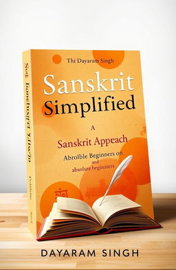 A book cover design for a title 'Sanskrit Simplified' with the subtitle 'A Contemporary Approach for Absolute Beginners' by Dayaram Singh