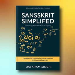 A book cover design for 'Sanskrit Simplified' featuring the Dvanagari alphabets prominently