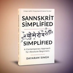 A book cover design for 'Sanskrit Simplified' featuring the Dvanagari alphabets prominently