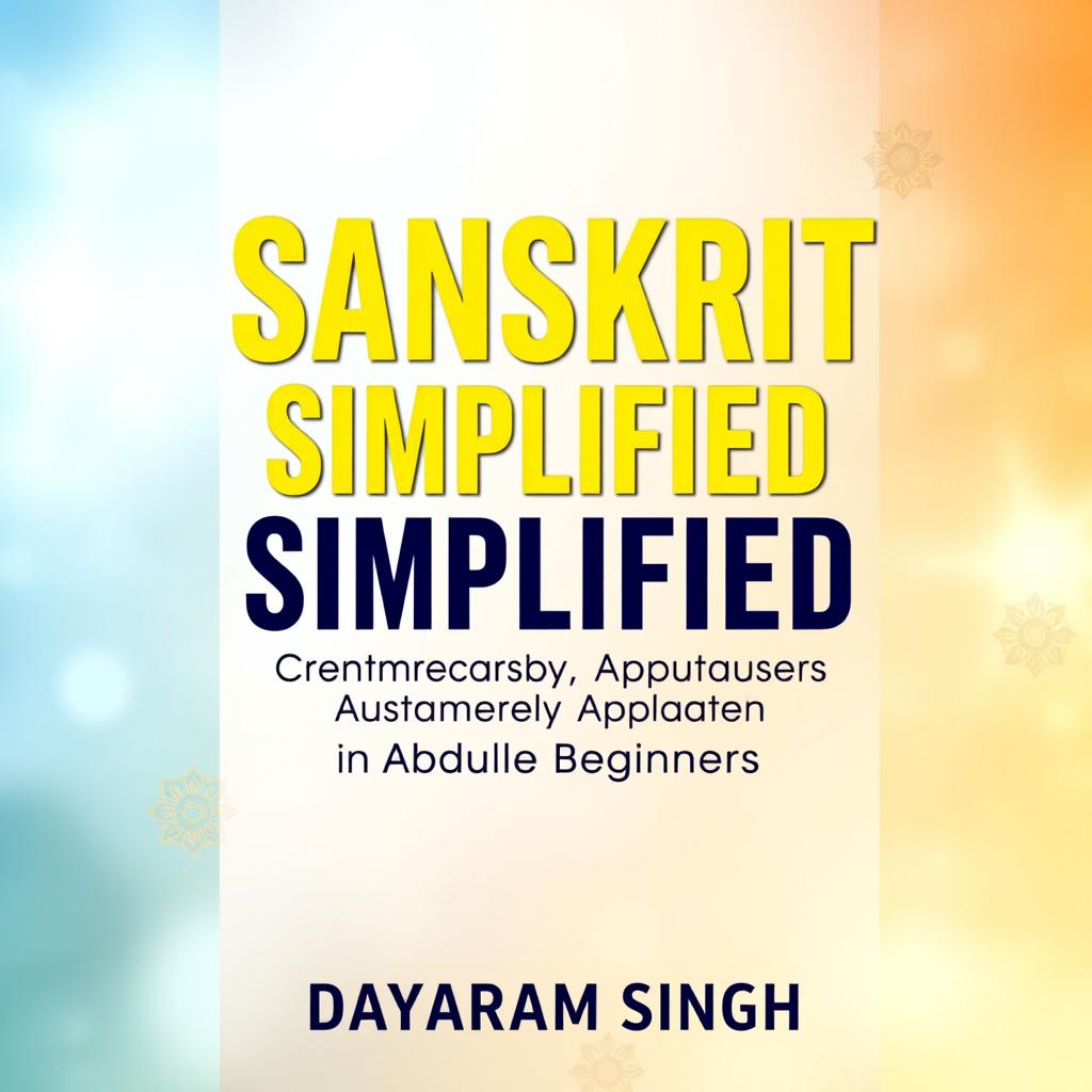 A visually striking book cover for 'Sanskrit Simplified: A Contemporary Approach for Absolute Beginners' by Dayaram Singh