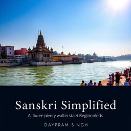A stunning landscape image capturing the picturesque Ganga River flowing gently alongside the majestic Vishwanath Temple