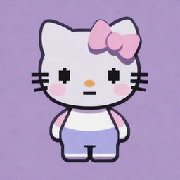 A pixel art version of Hello Kitty portrayed in a striking range of pastel shades, against a calming lavender background.