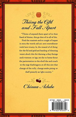 A beautifully designed back cover for the book 'Things Fall Apart' by Chinua Achebe