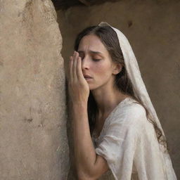 A touching depiction of Mary Magdalene weeping at the tomb