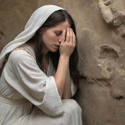 A touching depiction of Mary Magdalene weeping at the tomb