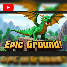 A vibrant YouTube thumbnail featuring a ground dragon in Minecraft