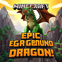 A vibrant YouTube thumbnail featuring a ground dragon in Minecraft
