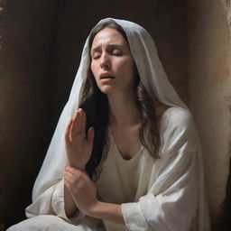 An emotional rendering of the moment when a weeping Mary Magdalene at the tomb is visited by the apparition of Christ