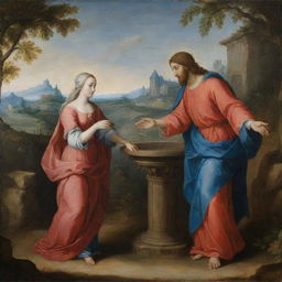 Baroque-style depiction of the encounter between Christ and the woman at the well