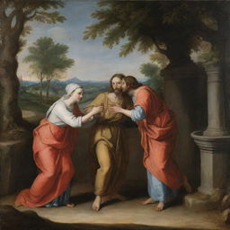 Baroque-style depiction of the encounter between Christ and the woman at the well