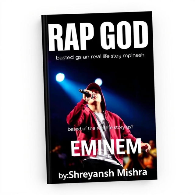 An eye-catching book cover design featuring the title "Rap God" in large, bold, pointy font, prominently displayed at the top center