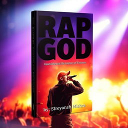An eye-catching book cover design featuring the title "Rap God" in large, bold, pointy font, prominently displayed at the top center