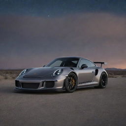 The sleek Porsche GT3 RS, once grounded to earthly locations, is now floating amidst the limitless expanse of space, surrounded by distant galaxies and shimmering stars