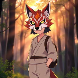 Kazuma Satou from Konosuba, depicted wearing an elaborate fox mask that adds a playful yet mysterious aura to his character