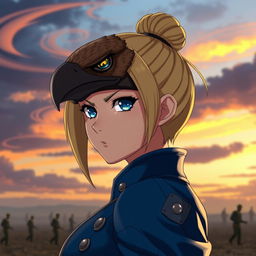 Riza Hawkeye from Fullmetal Alchemist, depicted wearing a detailed hawk mask that symbolizes her sharp instincts and determination