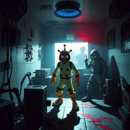 A thrilling crossover scene depicting Fortnite characters in a horror-themed environment inspired by the Saw franchise