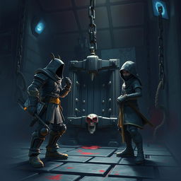 A crossover scene depicting Fortnite characters in a terrifying Saw-inspired environment