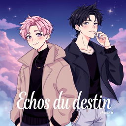 A captivating fanfiction cover for 'Echos du destin' by Chyvie_b, featuring Jimin and Jungkook from BTS