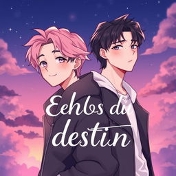 A captivating fanfiction cover for 'Echos du destin' by Chyvie_b, featuring Jimin and Jungkook from BTS