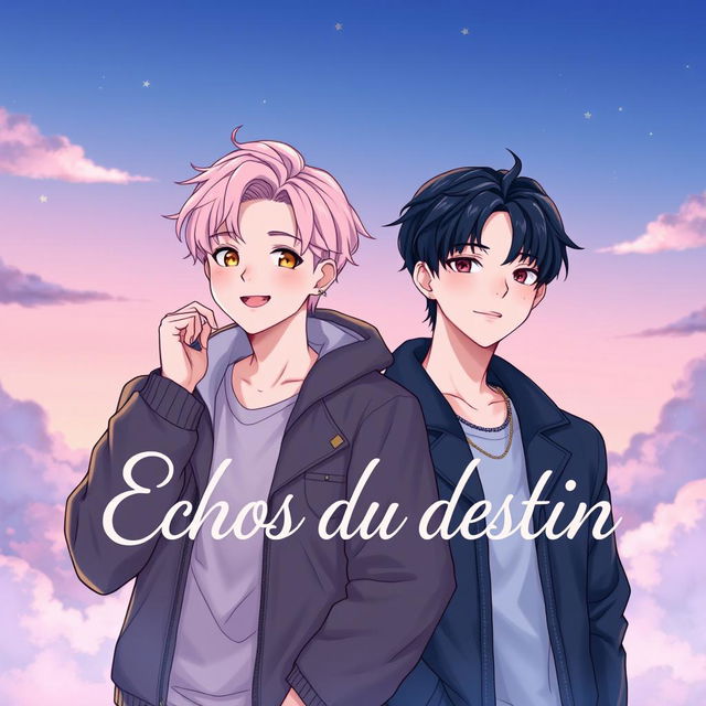 A captivating fanfiction cover for 'Echos du destin' by Chyvie_b, featuring Jimin and Jungkook from BTS