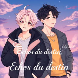 A captivating fanfiction cover for 'Echos du destin' by Chyvie_b, featuring Jimin and Jungkook from BTS